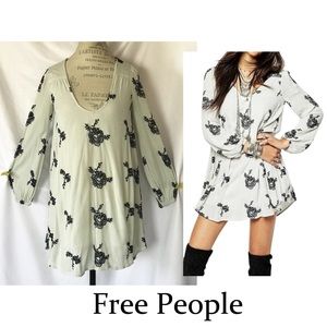 Free People Floral Embroidered Emma AustinTunis Swing Mini Dress
